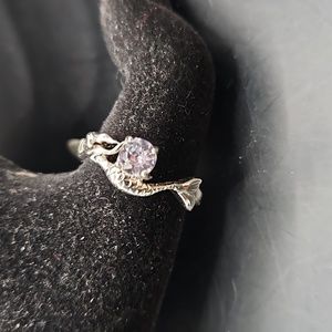 I-4 Silvertone ring with clear solitaire